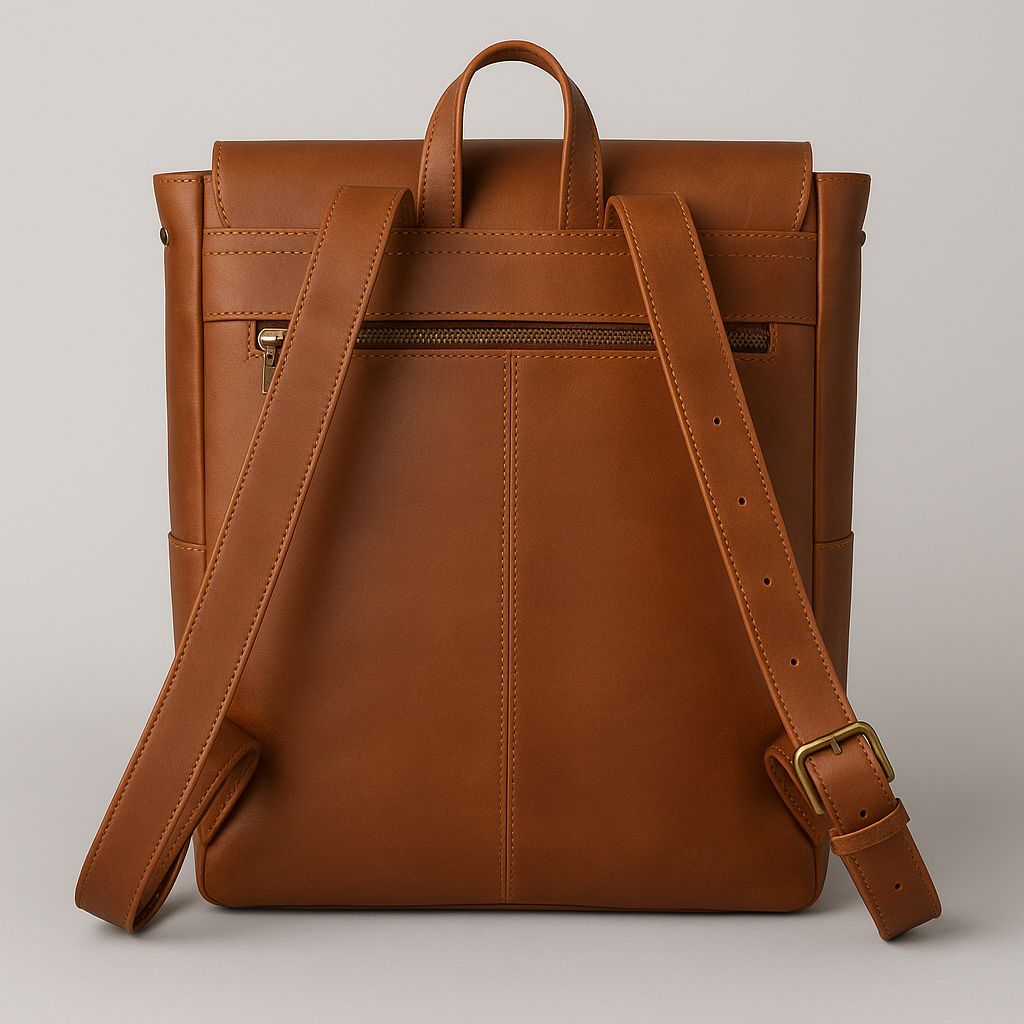 Oxford Leather Backpack | Camel brown