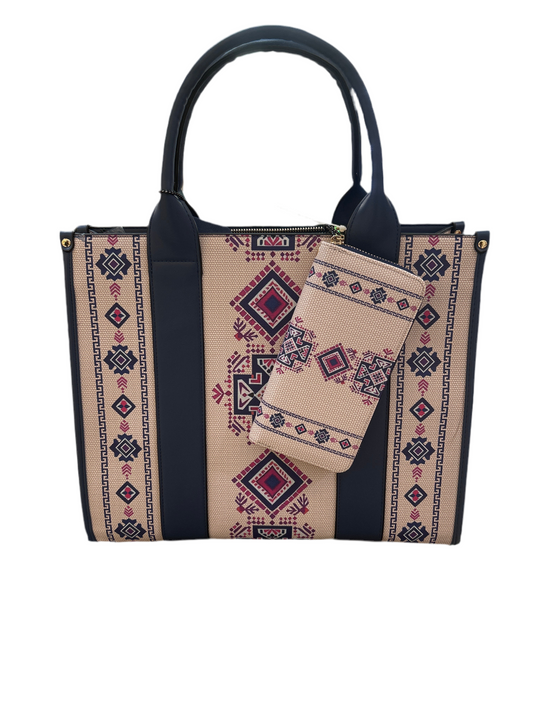 Western style Tote Bag W/ Wallet | blue | Free Wallet | Free shipping across United states