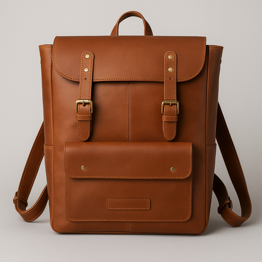 Oxford Leather Backpack | Camel brown