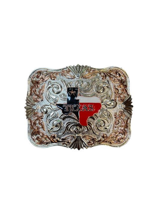 Western style belt buck with Texas