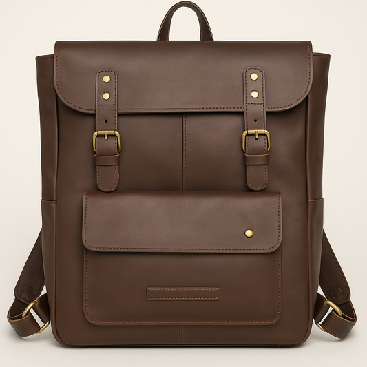 Oxford Leather Backpack | dark brown